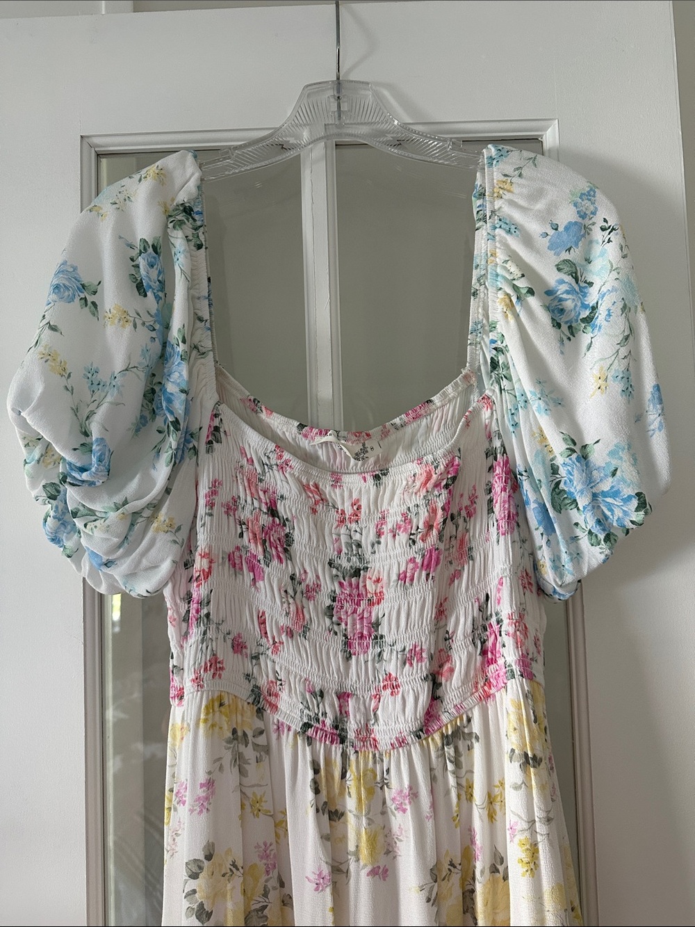 Altar'd State White Floral Puff-Sleeve Tiered Maxi Dress - Picture 3 of 4